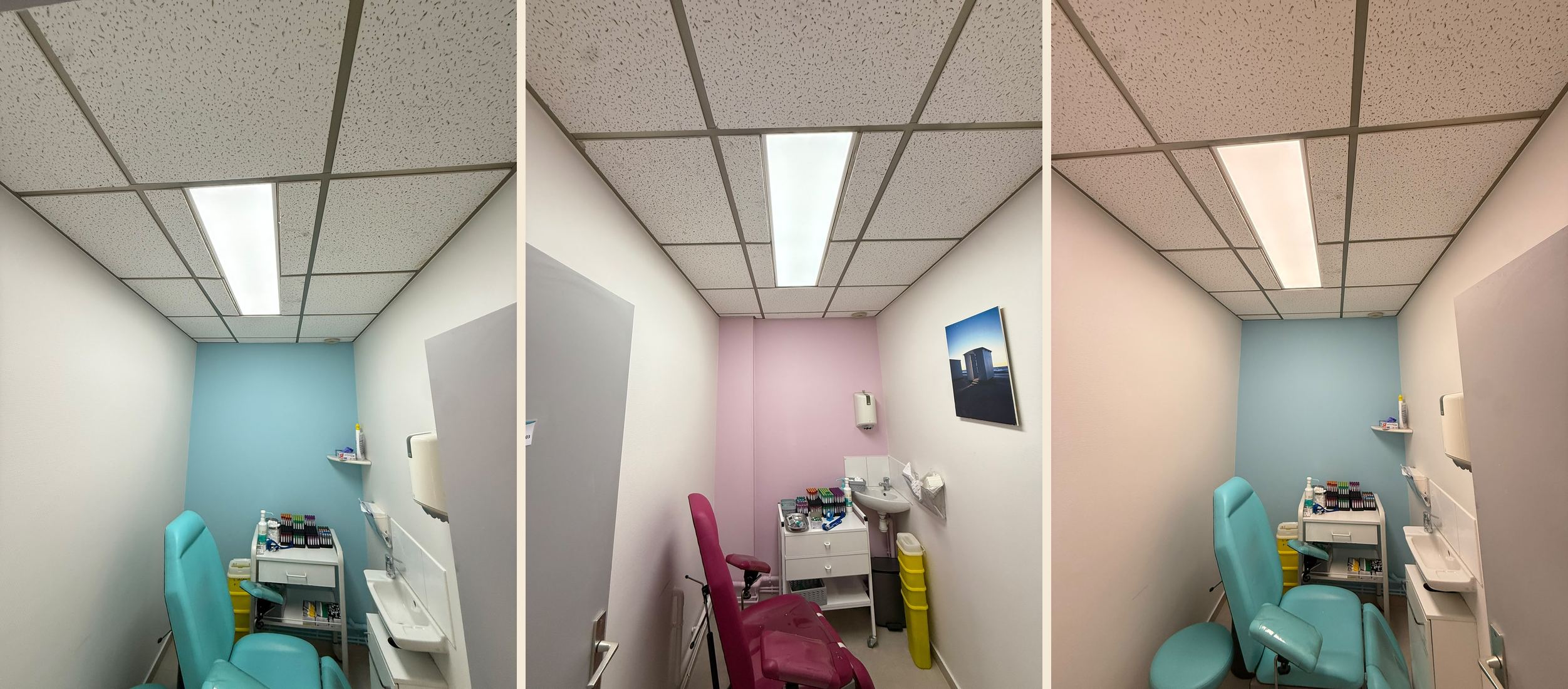 Boxes de prélèvement rénovés — laboratoire d'analyses à Noisiel : peinture et carrelage refaits